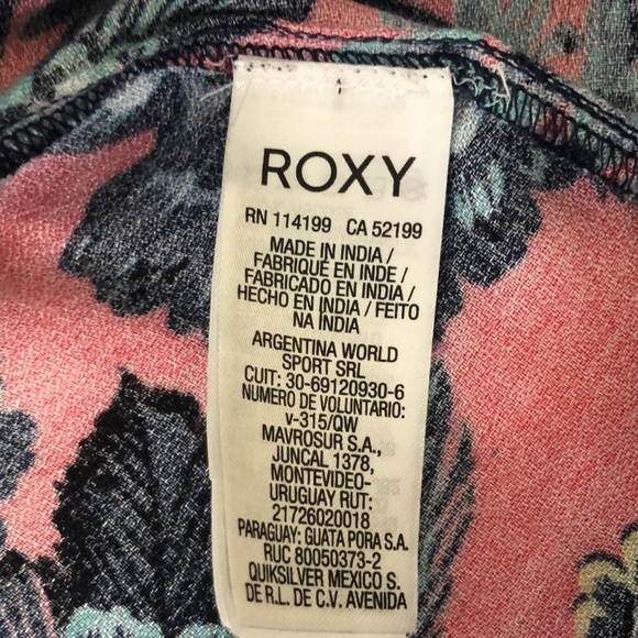 ROXY WOMENS FLORAL PRINT PINK/BLUE LONG SLEEVE WRAP DRESS SIZE S - Picture 14 of 15
